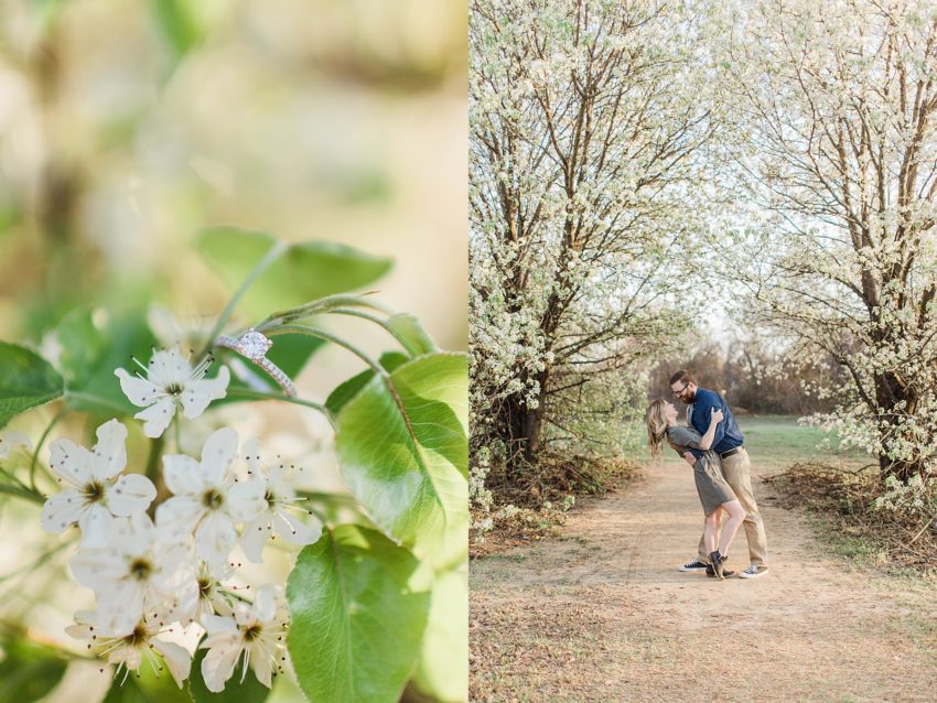 White Blossoms Engagement Session (Euless, Texas)